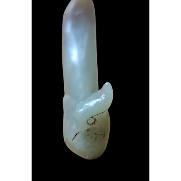 Antique Carved Jade Phoenix Figurine Chinese Light Green Translucent Color Bird - Picture 7 of 12